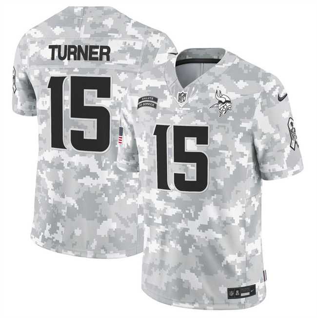 Mens Minnesota Vikings #15 Dallas Turner 2024 F.U.S.E Arctic Camo Salute To Service Limited Stitched Jersey Dyin